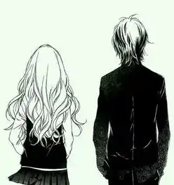  动漫男女在一起的图片,要素描的简单点的