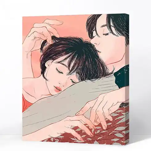  数字油画diy定制手工画情侣手绘客厅卧室动漫卡通填色油彩画装饰
