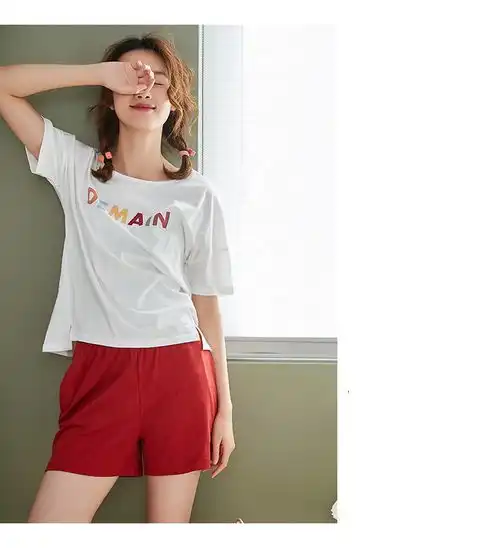  顶瓜瓜男士女士全棉短袖短裤居家服两件套睡衣情侣套装可外出穿