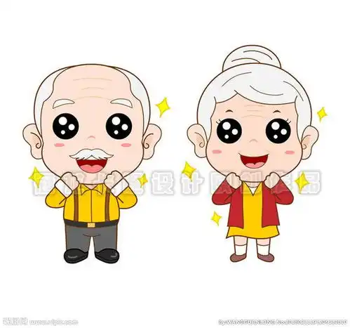  一对卖萌的老奶奶老爷爷卡通情侣头像