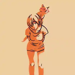  插画和风女孩美式线条