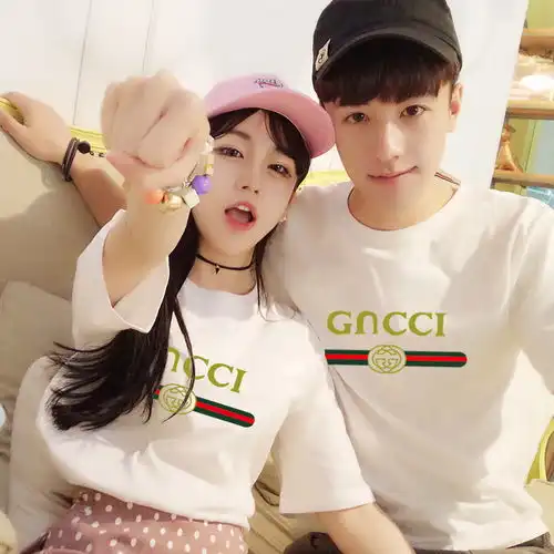  情侣装夏装韩版修身男女短袖k字母t恤学生宽松chic原宿风bf打底衫