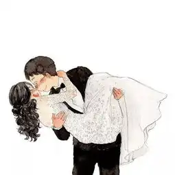  甜炸了情侣日常小插画,亲亲抱抱举高高