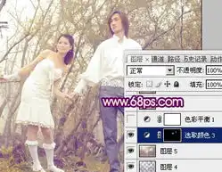  ps小树林中的情侣照片调色美化处理