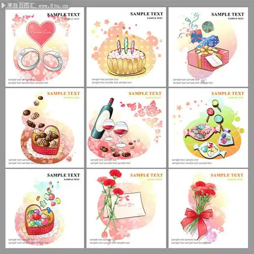  手绘节日卡片素材