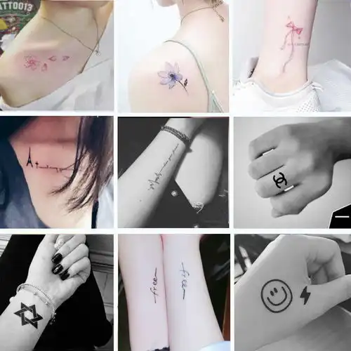  纹身贴防水男女持久个性英文字母小清新性感花臂仿真情侣纹身贴纸