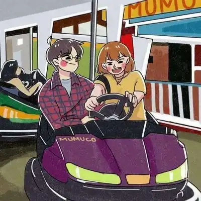  情侣手绘插画背景图别急甜甜的微信头像我要个性网