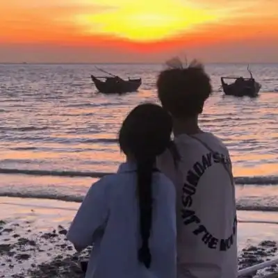  情侣超级好看的很有氛围感的头像生活很匆忙别错过日落和夕阳