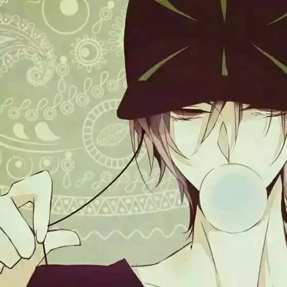  黑白动漫情头男的在吹泡泡鼻子上有创可贴