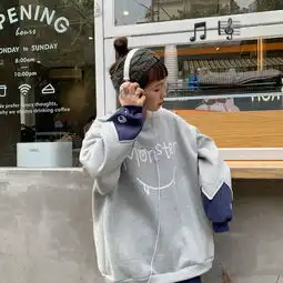  新款字母慵懒风卡通刺绣加绒加厚长袖卫衣p60中纺服饰v10四季星座网