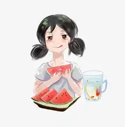 夏天女孩吃西瓜清凉主题插画图片素材其他格式下载动漫人物大全
