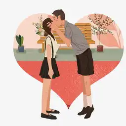 卡通手绘幸福情侣亲吻创意海报图片素材其他格式下载动漫人物大全