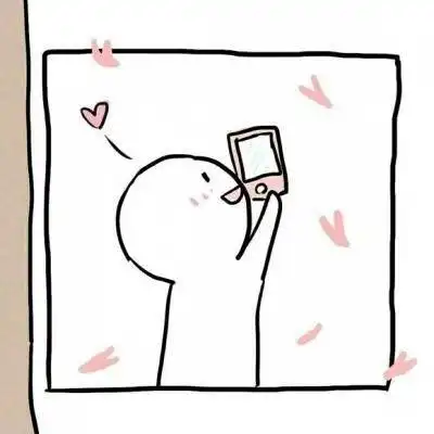  简约手绘情头一男一女卡通白底小人情侣头像