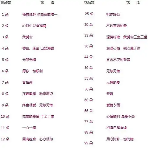  2012年情人节送花数量的含义