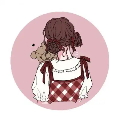  手绘头像女背影捧花图片