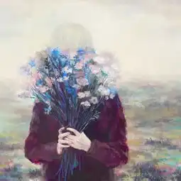油画头像捧花