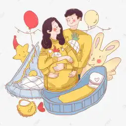  情侣庆祝怀孕生宝宝情人节手绘插图素材图片免费下载千库网