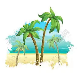  沙滩上的椰子树矢量素材模板免费下载eps格式600像素编号19309717千图网