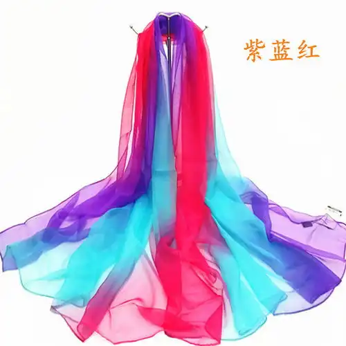  薄款冰丝彩色丝巾女韩版围巾女纱巾长款防晒披肩跳舞多功能沙滩巾