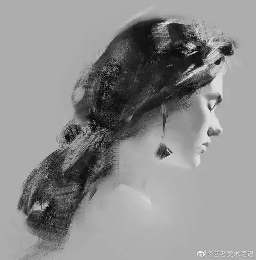  炭笔人物作品,美女素描头像集,这光影,真是大爱了