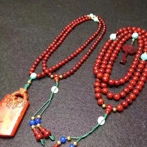  紫檀手串情侣款鸡血红,七夕送爱人的最好礼物