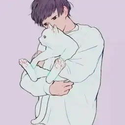  谁有抱着猫的动漫男头啊