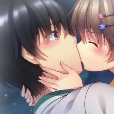  舌吻动漫情侣头像一左一右高清图片情歌合衬旧梦成妆