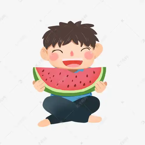卡通人物开心吃西瓜素材图片免费下载千库网