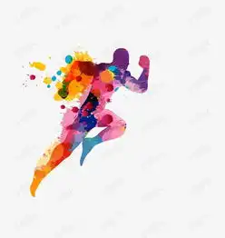  彩绘奔跑人素材图片免费下载高清装饰图案psd千库网图片编号84864
