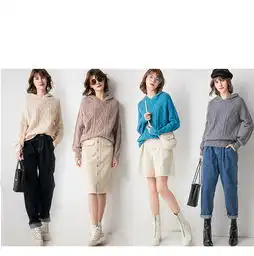  纯羊毛衫秋冬新款女式时尚连帽卫衣宽松针织衫慵懒风长袖保暖fyl