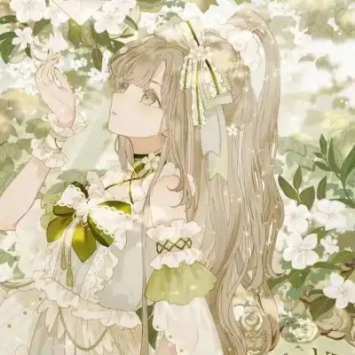  清新温柔绿色系二次元头像图片,仙气绿色系动漫女生头像