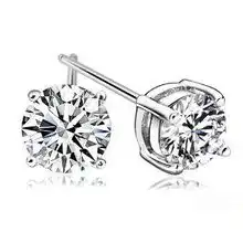  张银匠s925纯银四爪情侣耳钉八心八箭瑞士钻幸运小钻白色