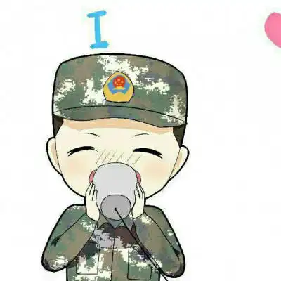  军人军嫂情侣卡通头像一左一右迷彩可爱军人情侣头像一男一女分开