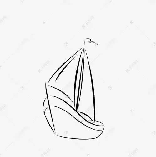  简约线条黑白古朴小船素材图片免费下载千库网