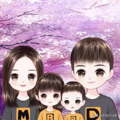  换个头像吧,一家四口q版全家福头像,可爱好看,儿女双全