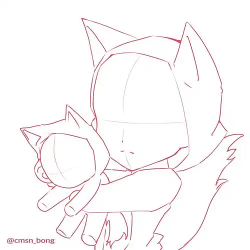  嘿呀逐渐萌化的狼崽崽头像线稿