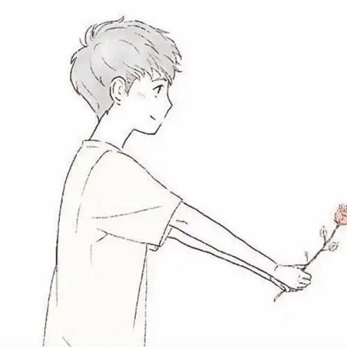  微信情侣头像.一男孩送花.一女孩收花