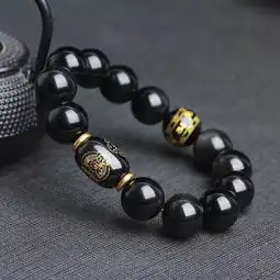  天然红玛瑙黑曜石情侣款十二生肖本命佛守护神手链2013